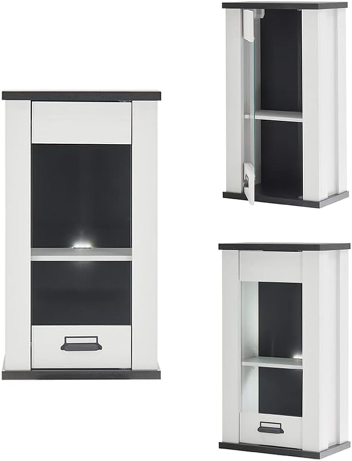 Lomadox Kitchen Furniture Set 5 Pieces in Pine White with Anthracite Kitchen Cabinet Kitchen Furniture Modern Wall Shelf Sink Storage Cabinet