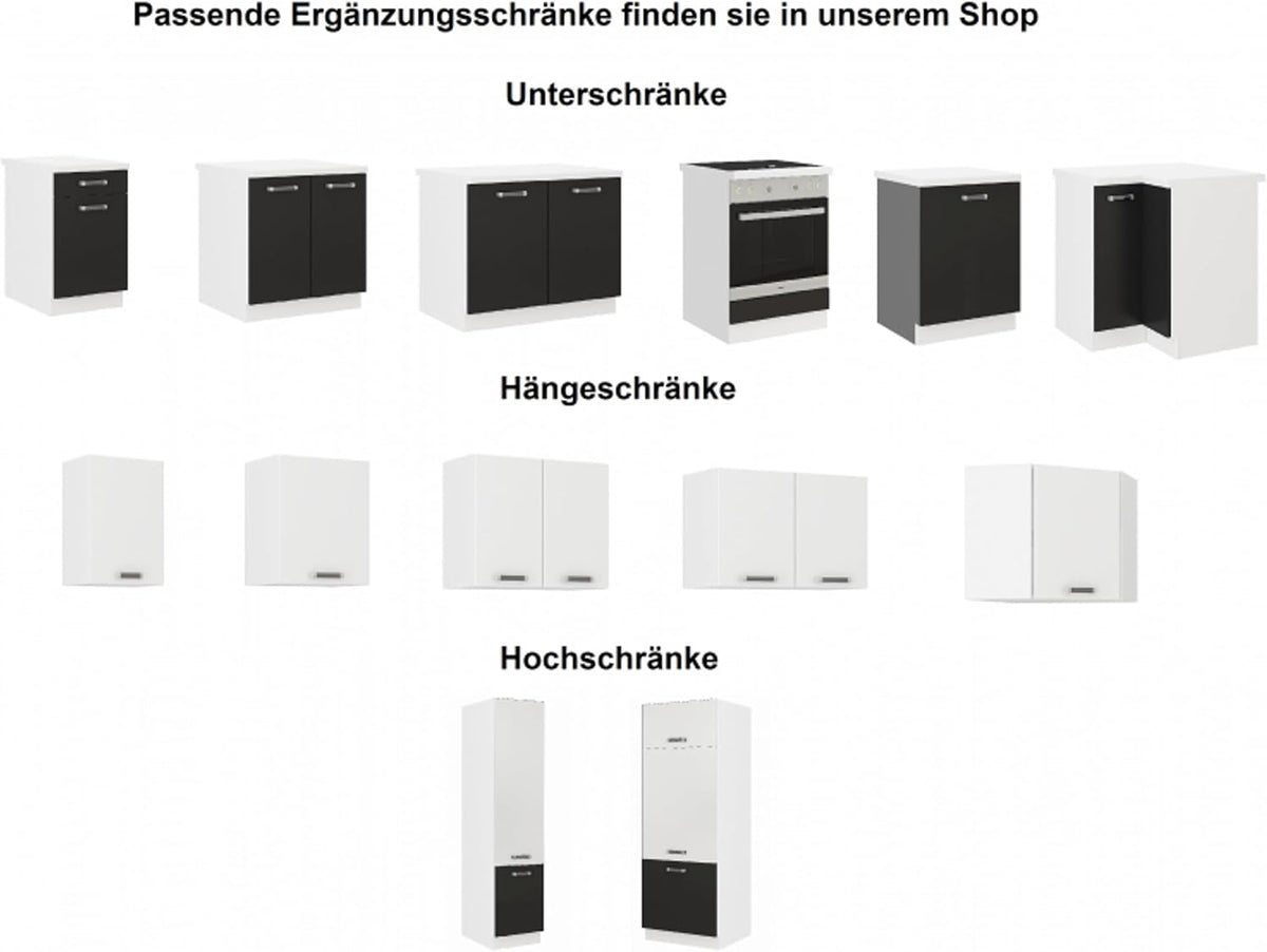 Omega Corner Kitchen Unit, 170 x 250 cm, Black / White