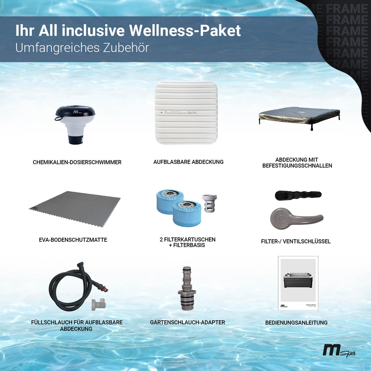Miweba Whirlpool MSpa Tribeca mit Fester Außenwand | Pool mit App Steuerung | Spa für 6 Personen | 160x160x65cm | 120 Massagedüsen | Ganzjähriger Einsatz Winterfest | In & Outdoor Pool | Aufstellpool