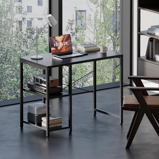 Pamray 32 Inch Small Computer Desk with Shelves for Bedroom Small Spaces
