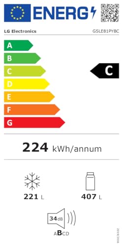 LG GSLC40PYPE Side-by-Side Kühlschrank ǀ Smart Inverter Compressor ǀ Eis- und Wasserspenderǀ Total No Frost Technologie ǀ EEK E ǀ 638 L