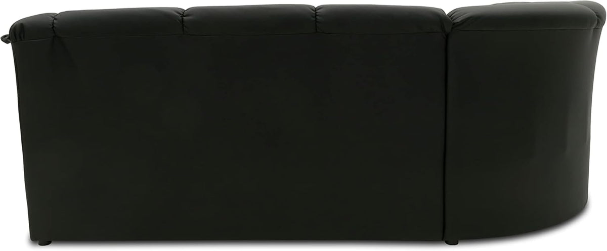 DOMO. collection Berlin Corner Sofa, Timeless Leather Corner Sofa with High-Quality Spring Core Padding, L-shaped Faux Leather, Couch 205 x 250 x 89 cm, Black