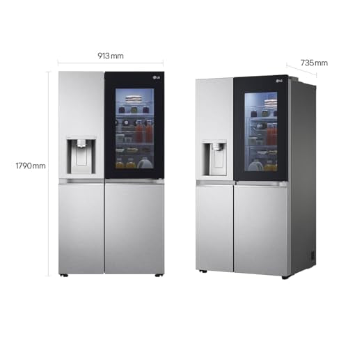 LG GSXE90MBDD Side by Side Kühlschrank mit InstaView Craft Ice | Door in Door | Crushed Ice -und Wasserspender EEK: Klasse D | 628 Liter Kapazität | Festwasseranschluss | Total No Frost