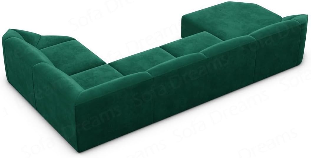 Wohnlandschaft Cabrera U-Shape Fabric Sofa in Velvet Designer Sofa Sun Velvet (Green, Ottoman Left)