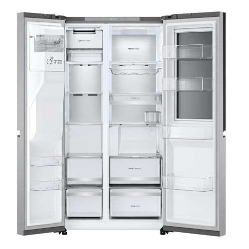 LG GSXE90MBDD Side by Side Kühlschrank mit InstaView Craft Ice | Door in Door | Crushed Ice -und Wasserspender EEK: Klasse D | 628 Liter Kapazität | Festwasseranschluss | Total No Frost