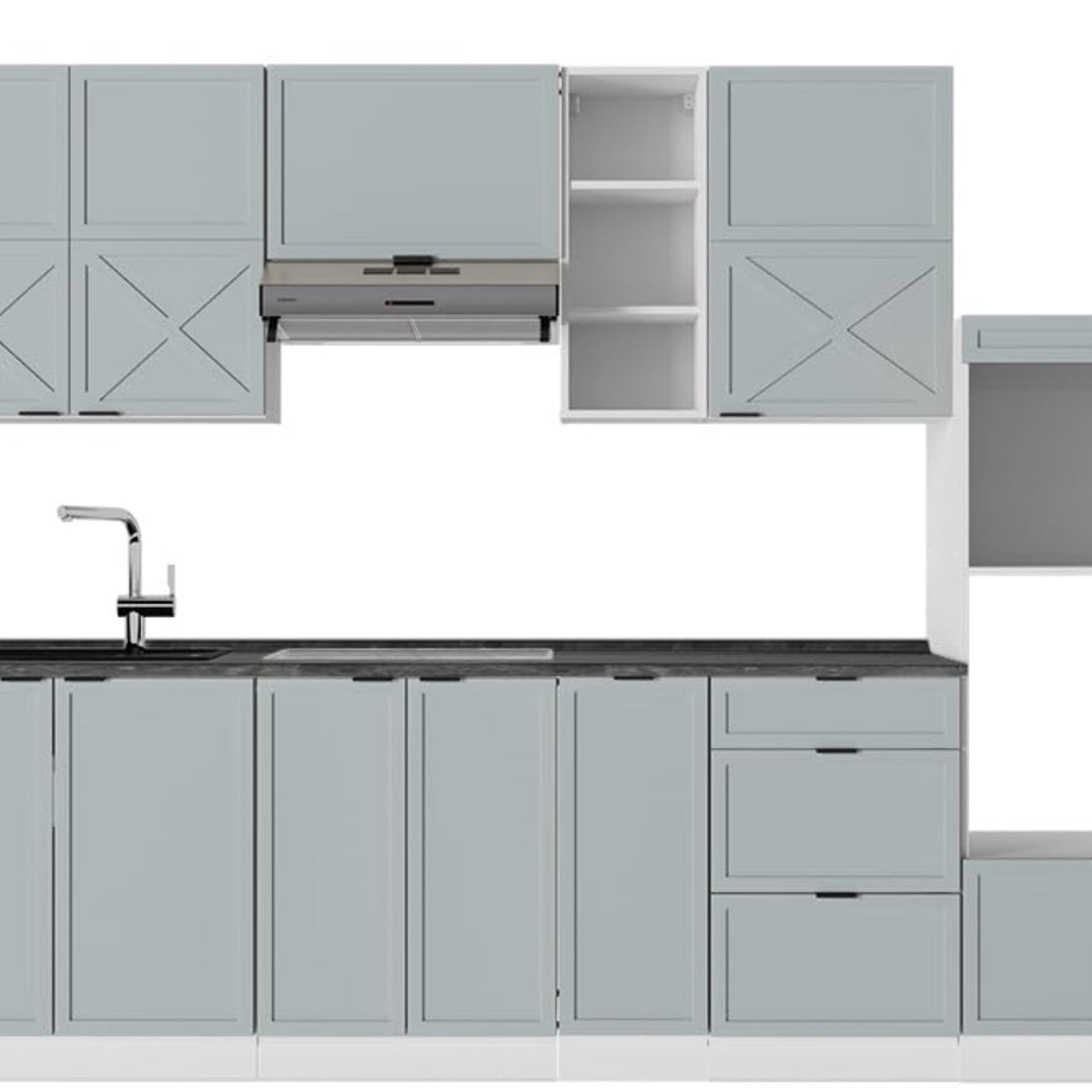 Vicco Fame-Line Kitchen Unit 280 cm without Worktop 280 cm High-Gloss Anthracite / White