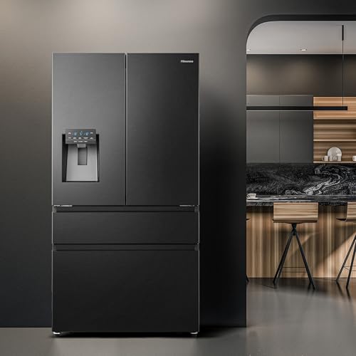 Hisense RF632N4WIE French Door Kühl-Gefrierkombination/ NoFrostPlus/ Inverter-Kompressor/ Wasserspender/ CrispZone/ 200 cm/ Kühlteil 336 l/ Gefrierteil 149 l/ 38 dB/ 295 kWh/ Jahr/ Inox-Look