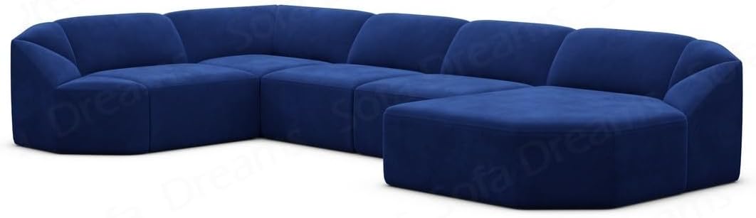 Wohnlandschaft Cabrera U-Shape Fabric Sofa in Velvet Designer Sofa Sun Velvet (Green, Ottoman Left)