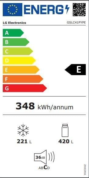 LG GSLC40PYPE Side-by-Side Kühlschrank ǀ Smart Inverter Compressor ǀ Eis- und Wasserspenderǀ Total No Frost Technologie ǀ EEK E ǀ 638 L