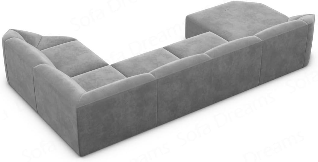 Wohnlandschaft Cabrera U-Shape Fabric Sofa in Velvet Designer Sofa Sun Velvet (Green, Ottoman Left)