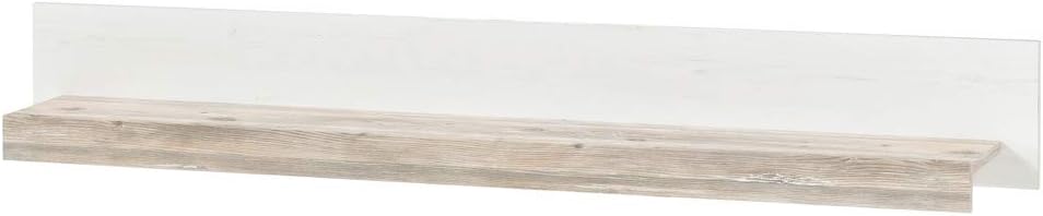Lomadox Landhausstil-Wohnwand mit Couchtisch, Weißkiefer und Oslo Dunkel, LED-Beleuchtung, B x H x T ca. 330 x 201 x 44 cm