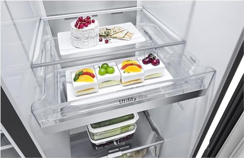 LG GSXE90MBDD Side by Side Kühlschrank mit InstaView Craft Ice | Door in Door | Crushed Ice -und Wasserspender EEK: Klasse D | 628 Liter Kapazität | Festwasseranschluss | Total No Frost
