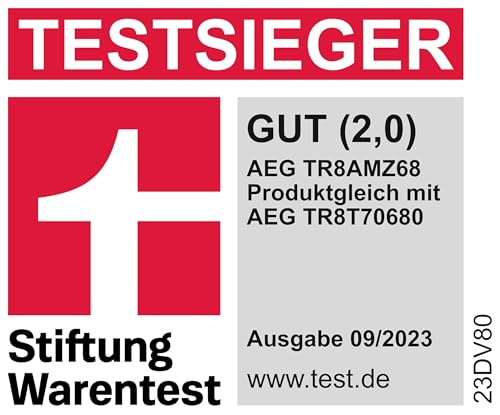 AEG Heat Pump Dryer 8 kg, Test Winner of Stiftung Warentest, Series 8000 AbsoluteCare - Wool and Silk Drying, C, Energy Saving, Drum Lighting, Wrinkle Protection, Gentle Drum, TR8AMZ68
