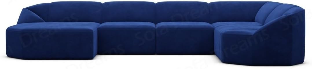 Wohnlandschaft Cabrera U-Shape Fabric Sofa in Velvet Designer Sofa Sun Velvet (Green, Ottoman Left)