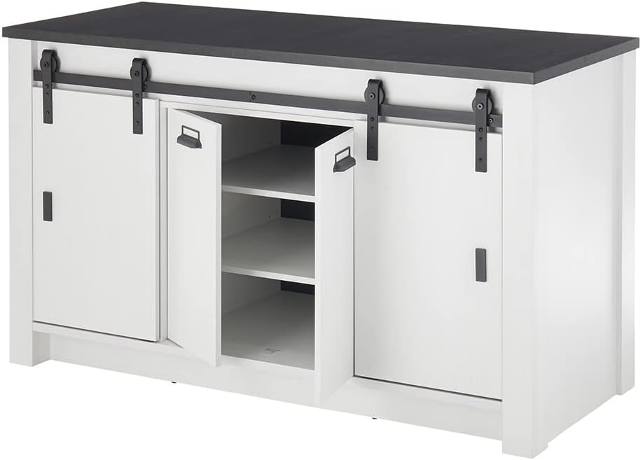 Lomadox Kitchen Furniture Set 5 Pieces in Pine White with Anthracite Kitchen Cabinet Kitchen Furniture Modern Wall Shelf Sink Storage Cabinet
