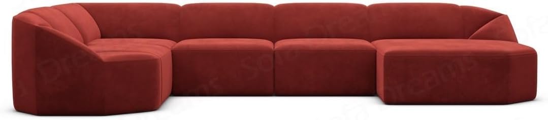Wohnlandschaft Cabrera U-Shape Fabric Sofa in Velvet Designer Sofa Sun Velvet (Green, Ottoman Left)