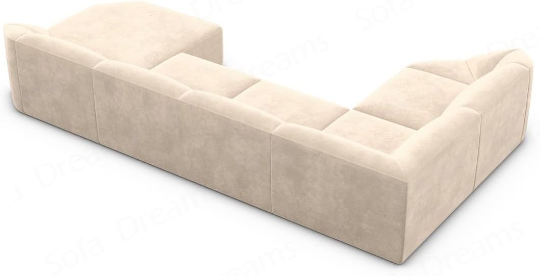 Wohnlandschaft Cabrera U-Shape Fabric Sofa in Velvet Designer Sofa Sun Velvet (Green, Ottoman Left)