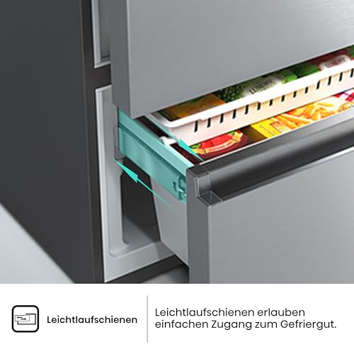 Hisense RF632N4WIE French Door Kühl-Gefrierkombination/ NoFrostPlus/ Inverter-Kompressor/ Wasserspender/ CrispZone/ 200 cm/ Kühlteil 336 l/ Gefrierteil 149 l/ 38 dB/ 295 kWh/ Jahr/ Inox-Look