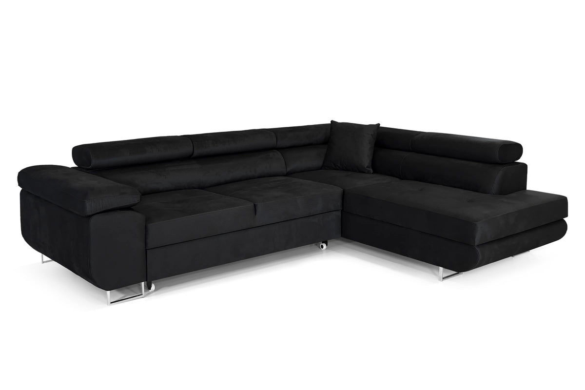 Pasti L-Shaped Corner Sofa with Sleep Function, Sofa Couch with Bed Box, 3-Seater Corner Sofa, Sofa Bed for Living Room, Big Sofa Couch with Sleep Function (Light Grey, Ottoman