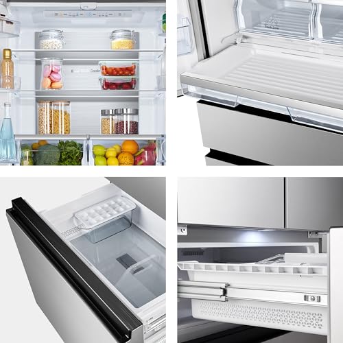 Hisense RF632N4WIE French Door Kühl-Gefrierkombination/ NoFrostPlus/ Inverter-Kompressor/ Wasserspender/ CrispZone/ 200 cm/ Kühlteil 336 l/ Gefrierteil 149 l/ 38 dB/ 295 kWh/ Jahr/ Inox-Look