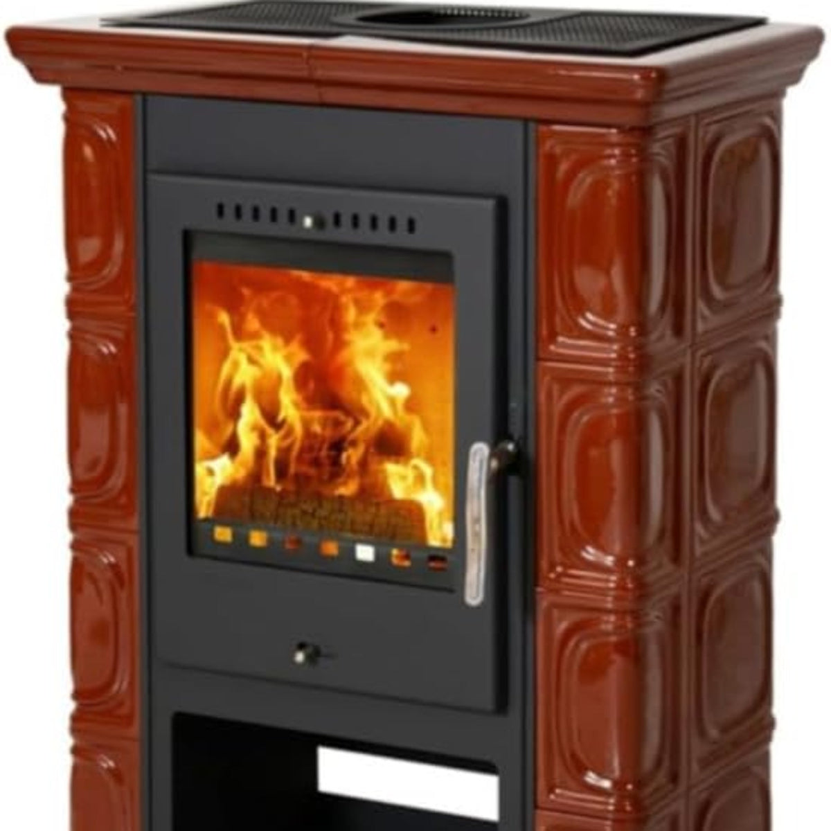 Borgholm ceramic tiled stove, chestnut brown, 7 kW