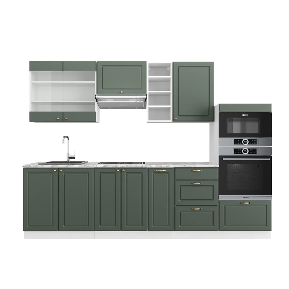 Vicco Fame-Line Kitchen Unit 280 cm without Worktop 280 cm High-Gloss Anthracite / White