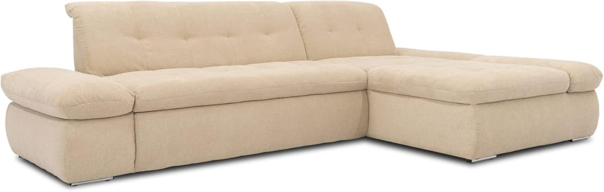 DOMO. collection Moric Corner Sofa, L-Shaped, Corner Sofa, L-shaped, 300 x 172 x 80 cm (W x D x H), Beige