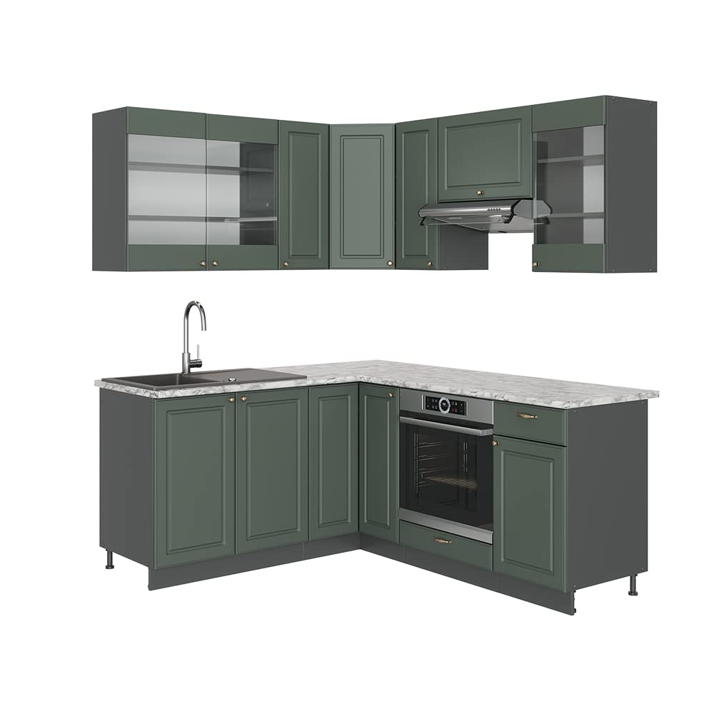 Vicco Fame-Line Corner Kitchen 160 x 190 cm White High Gloss / Anthracite without Worktop
