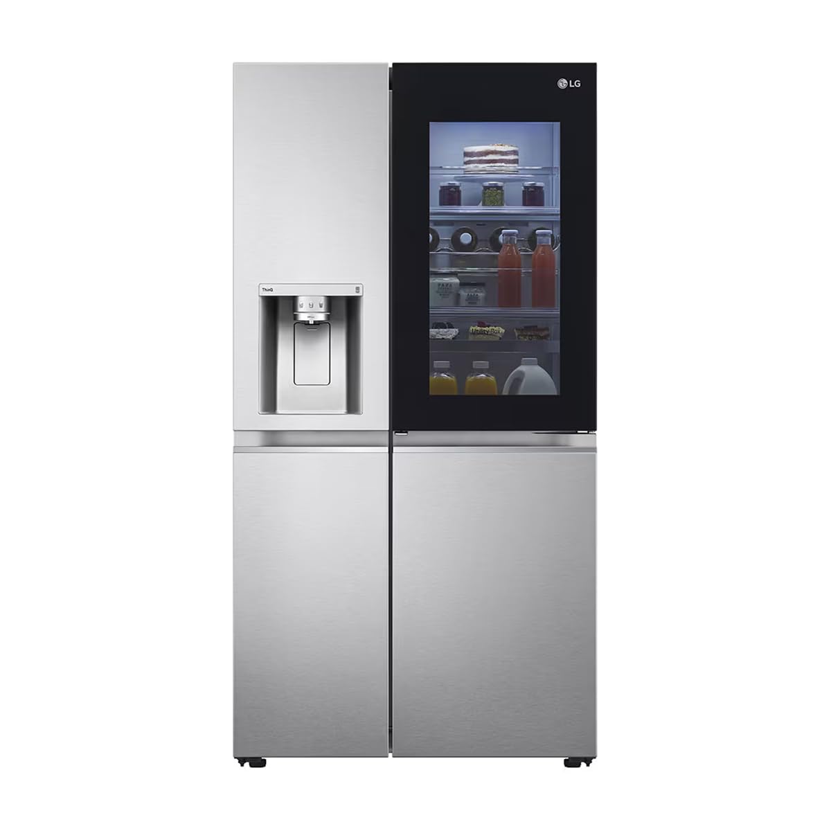LG GSXE90MBDD Side by Side Kühlschrank mit InstaView Craft Ice | Door in Door | Crushed Ice -und Wasserspender EEK: Klasse D | 628 Liter Kapazität | Festwasseranschluss | Total No Frost