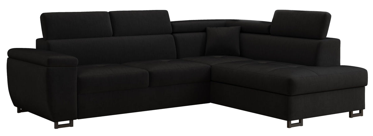 MEBLE-LUX - Ecksofa mit Schlaffunktion und Bettkasten Nicole 270x202x96cm (BxTxH) I Sofa L Form mit Verstellbare Kopfstützen I Eckcouch mit Schlaffunktion I Federkern I Sofa Grau Links