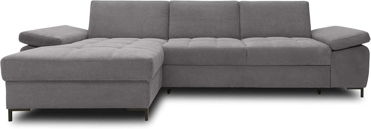 DOMO. collection Curacao Ecksofa, Schlafsofa mit Federkern und Armlehnenfunktion in L‑Form, 297 x 160 x 84 cm (B x T x H), Creme