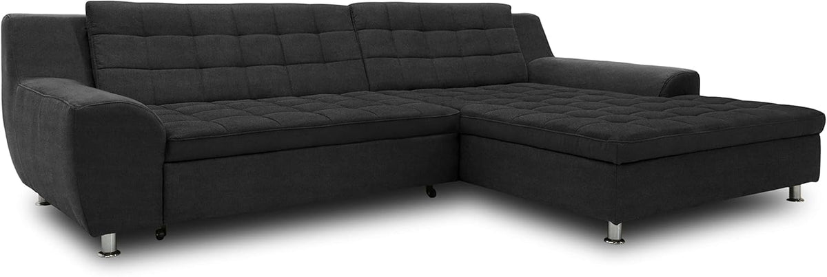 DOMO. collection Merida Corner Sofa, Sofa with Sleep Function in L-Shape, Corner Couch with Bed Box, Sofa Bed 304 x 200 x 84 cm (W x D x H), Beige