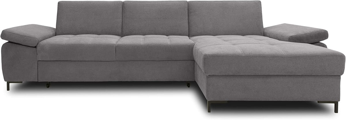 DOMO. collection Curacao Ecksofa, Schlafsofa mit Federkern und Armlehnenfunktion in L‑Form, 297 x 160 x 84 cm (B x T x H), Creme