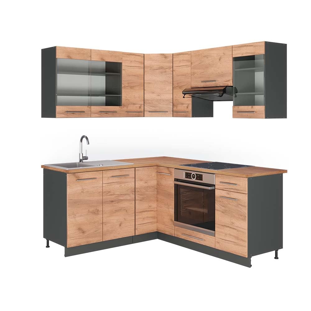 Vicco Fame-Line Corner Kitchen 160 x 190 cm White High Gloss / Anthracite without Worktop