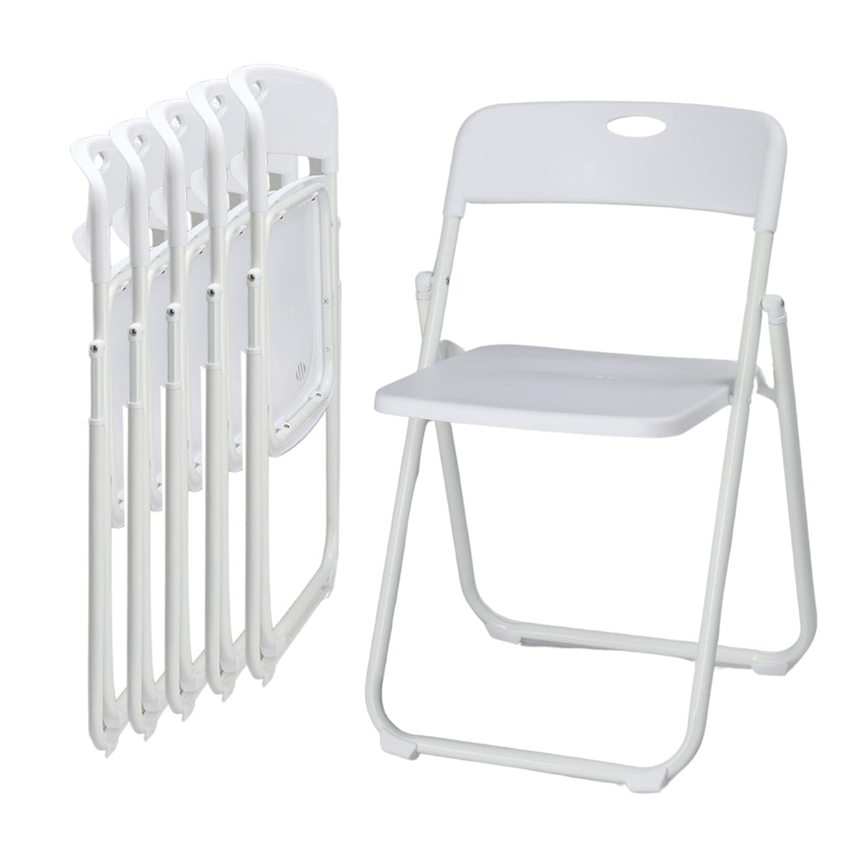 Karl home 6 PCS Plastic Folding Chair, Lightweight Foldable Chair, White