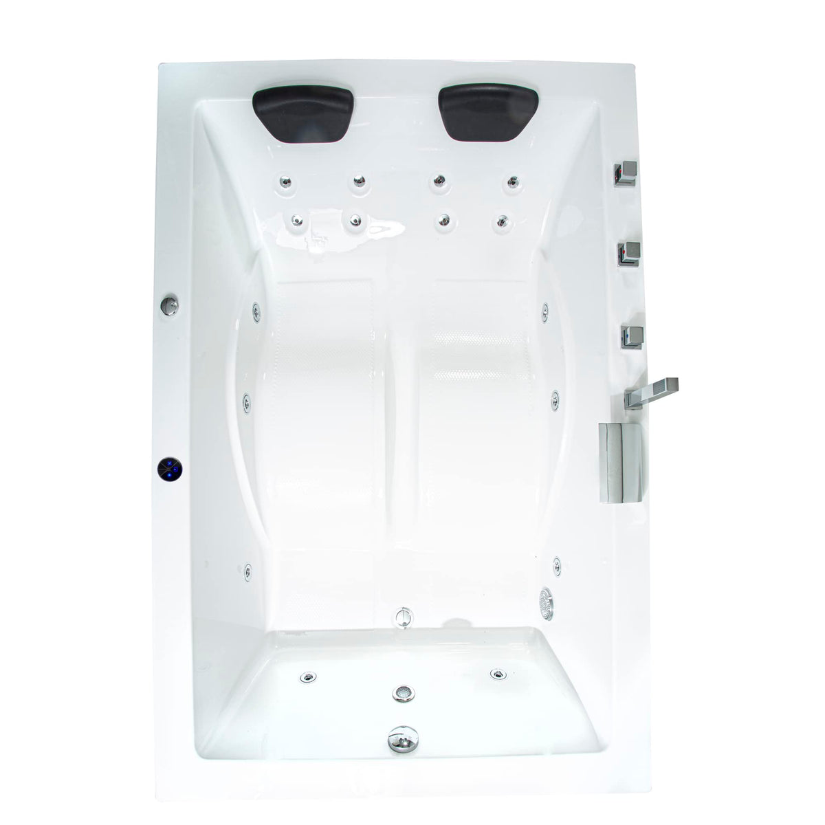 Basera® Basic Indoor Whirlpool Badewanne XXL Wave für 2 Personen mit 16 Massagedüsen, Wasserfall, LED-Ambiente