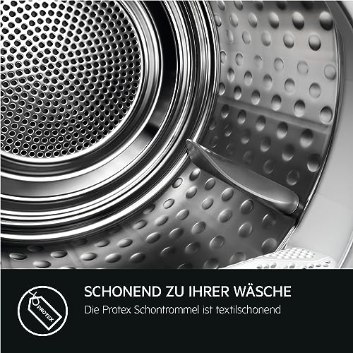 AEG Heat Pump Dryer 8 kg, Test Winner of Stiftung Warentest, Series 8000 AbsoluteCare - Wool and Silk Drying, C, Energy Saving, Drum Lighting, Wrinkle Protection, Gentle Drum, TR8AMZ68