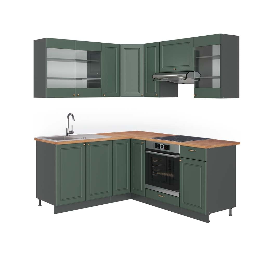 Vicco Fame-Line Corner Kitchen 160 x 190 cm White High Gloss / Anthracite without Worktop