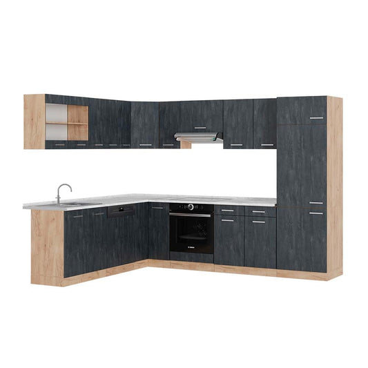 Vicco Goldkraft R-Line Küchenzeile mit Ecklösung, 287 x 277 cm