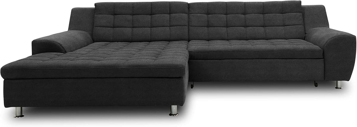 DOMO. collection Merida Corner Sofa, Sofa with Sleep Function in L-Shape, Corner Couch with Bed Box, Sofa Bed 304 x 200 x 84 cm (W x D x H), Beige