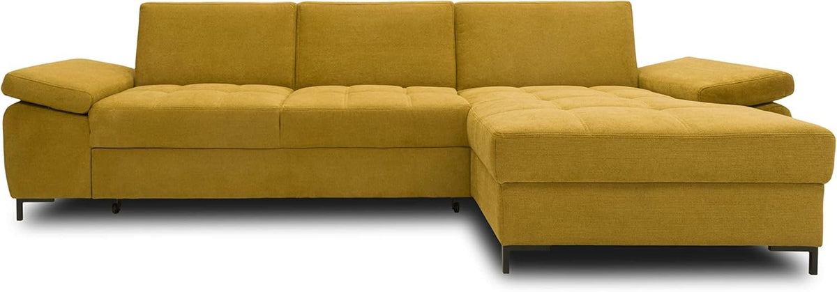 DOMO. collection Curacao Ecksofa, Schlafsofa mit Federkern und Armlehnenfunktion in L‑Form, 297 x 160 x 84 cm (B x T x H), Creme