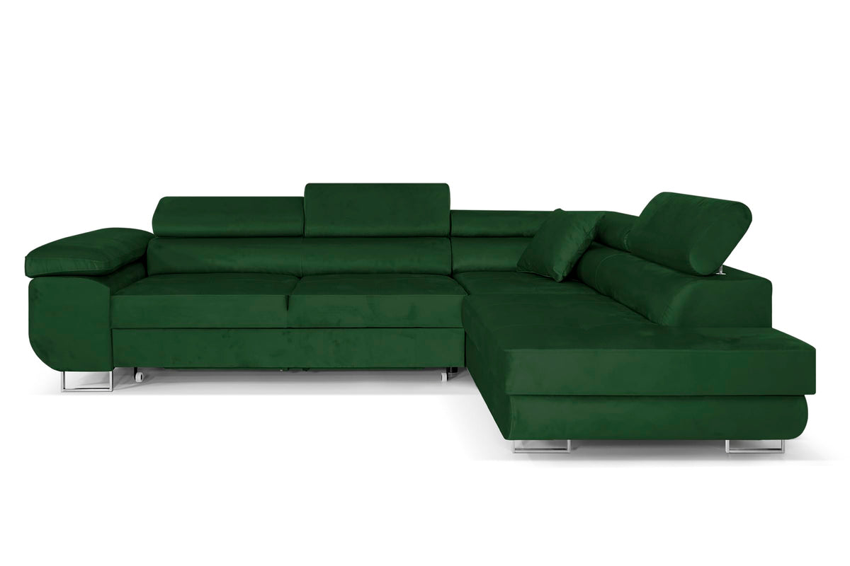Pasti L-Shaped Corner Sofa with Sleep Function, Sofa Couch with Bed Box, 3-Seater Corner Sofa, Sofa Bed for Living Room, Big Sofa Couch with Sleep Function (Light Grey, Ottoman