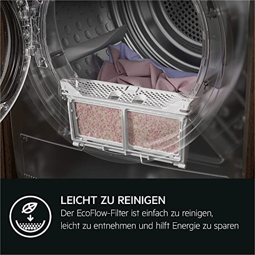 AEG Heat Pump Dryer 8 kg, Test Winner of Stiftung Warentest, Series 8000 AbsoluteCare - Wool and Silk Drying, C, Energy Saving, Drum Lighting, Wrinkle Protection, Gentle Drum, TR8AMZ68
