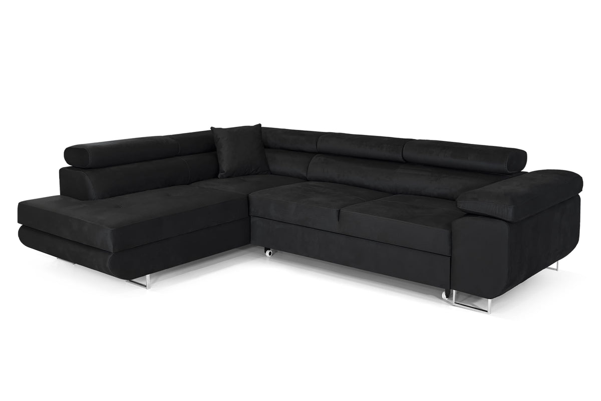 Pasti L-Shaped Corner Sofa with Sleep Function, Sofa Couch with Bed Box, 3-Seater Corner Sofa, Sofa Bed for Living Room, Big Sofa Couch with Sleep Function (Light Grey, Ottoman