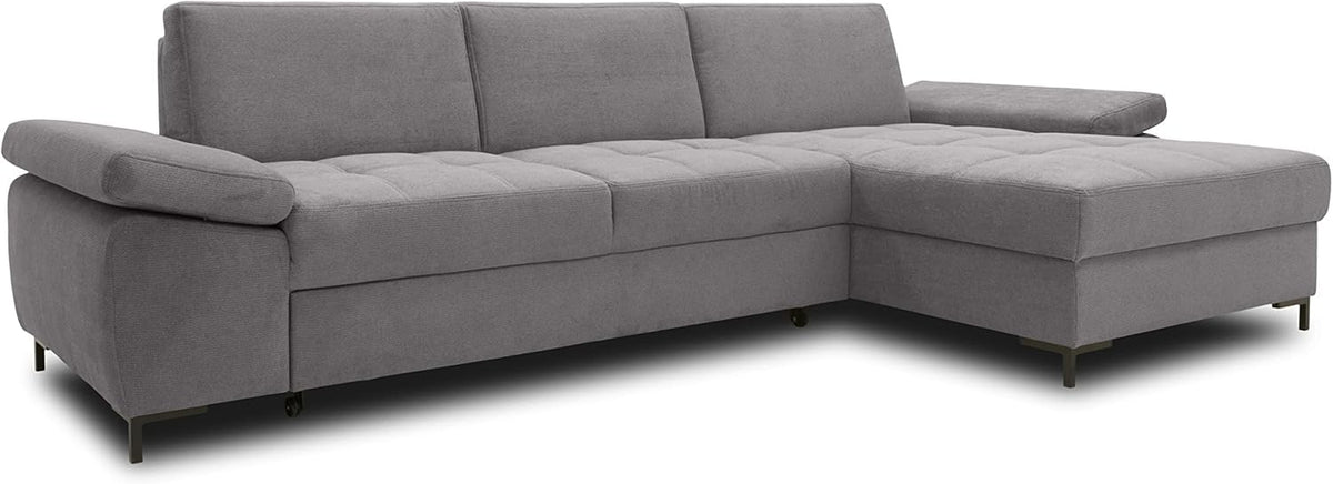DOMO. collection Curacao Ecksofa, Schlafsofa mit Federkern und Armlehnenfunktion in L‑Form, 297 x 160 x 84 cm (B x T x H), Creme