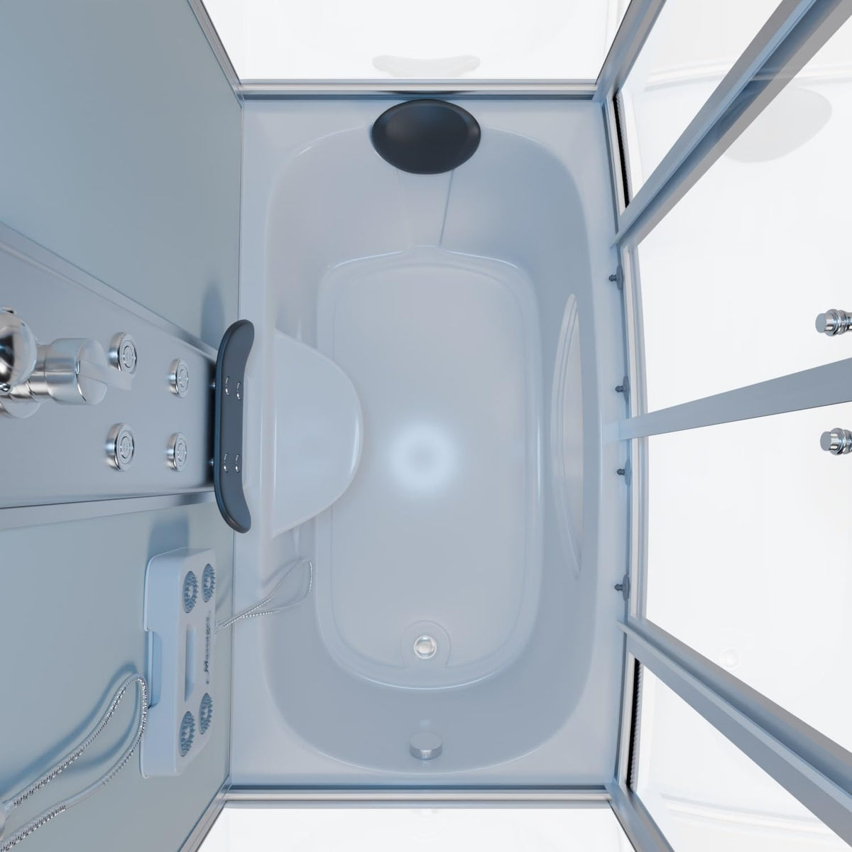 Tronitechnik® Duschtempel Dusche IKARIA 135x80x220cm Komplettdusche Fertigdusche mit Wanne, Duschkabine mit Badewanne, freistehend, inkl. Zubehör, Regendusche, Massage