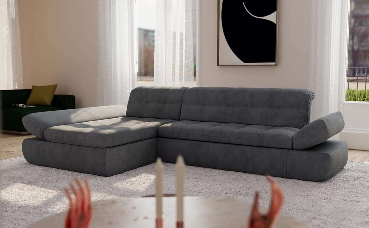 DOMO. collection Moric Corner Sofa, L-Shaped, Corner Sofa, L-shaped, 300 x 172 x 80 cm (W x D x H), Beige