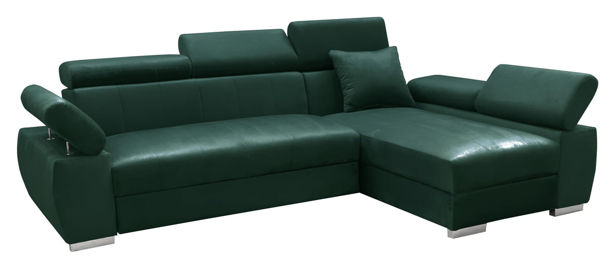 OTTO Corner Sofa, Corner Couch with Sleep Function, Spring Core, Adjustable Headrests, Easy Folding Mechanism, Bed Function, Additional Storage Space, Plush Grey, Left