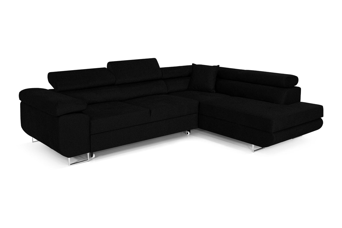 Pasti L-Shaped Corner Sofa with Sleep Function, Sofa Couch with Bed Box, 3-Seater Corner Sofa, Sofa Bed for Living Room, Big Sofa Couch with Sleep Function (Light Grey, Ottoman