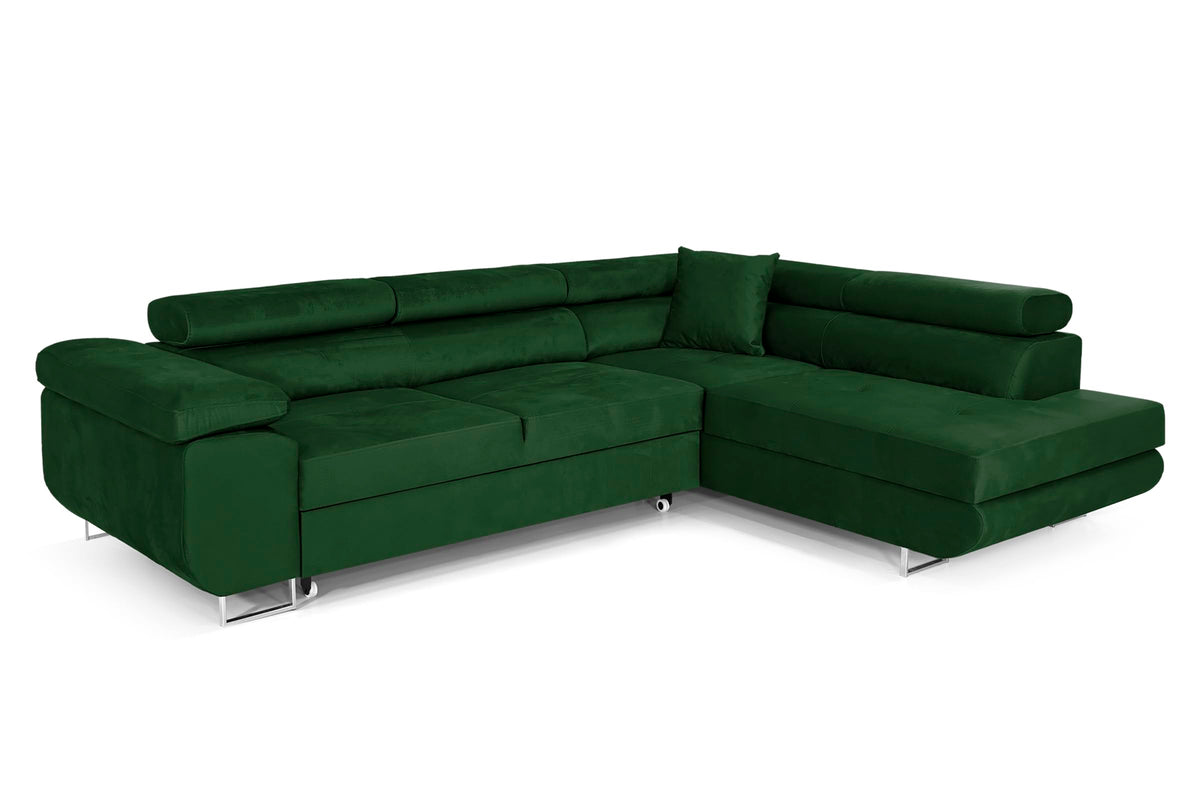 Pasti L-Shaped Corner Sofa with Sleep Function, Sofa Couch with Bed Box, 3-Seater Corner Sofa, Sofa Bed for Living Room, Big Sofa Couch with Sleep Function (Light Grey, Ottoman